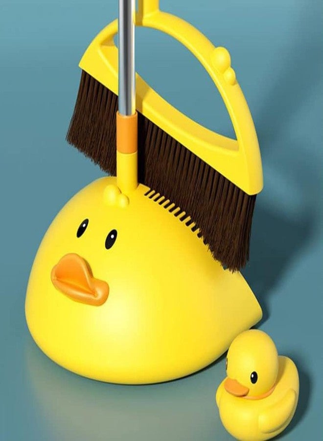 Hyever Cute Duck Cleaning Broom and Dustpan Set with Long Handle Stand Up Broom and Dustpan for Home Kitchen Room Office, Outdoor Indoor (Yellow) - Image 5