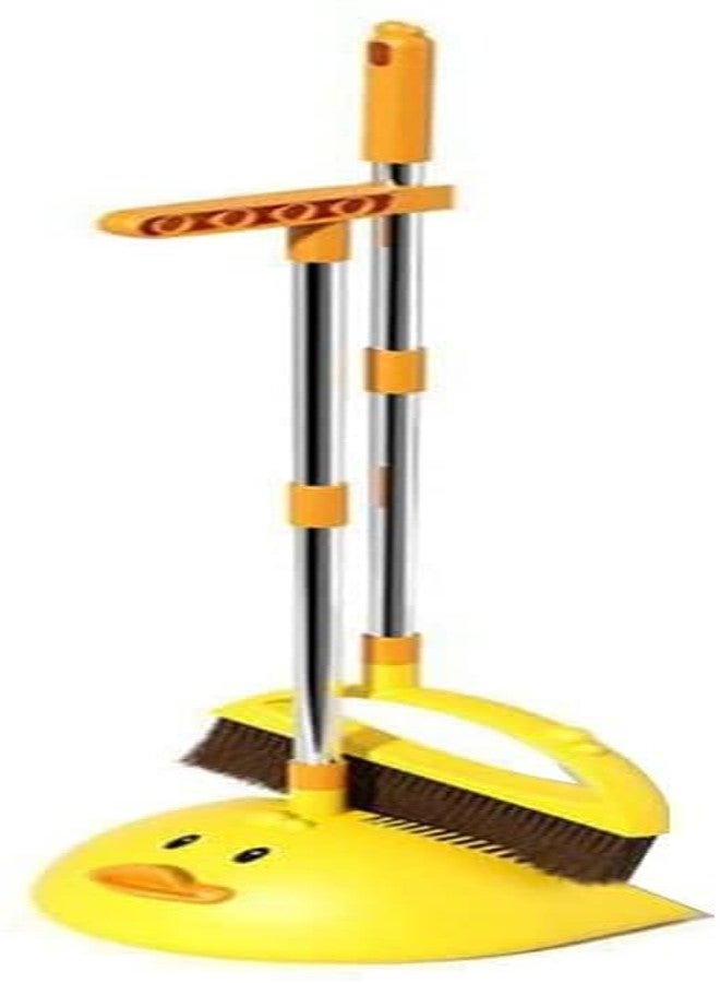 Hyever Cute Duck Cleaning Broom and Dustpan Set with Long Handle Stand Up Broom and Dustpan for Home Kitchen Room Office, Outdoor Indoor (Yellow) - Image 2