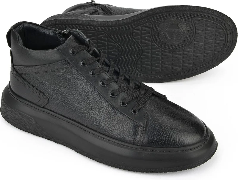 زيا Men's Leather Boots 143987Z445 Black