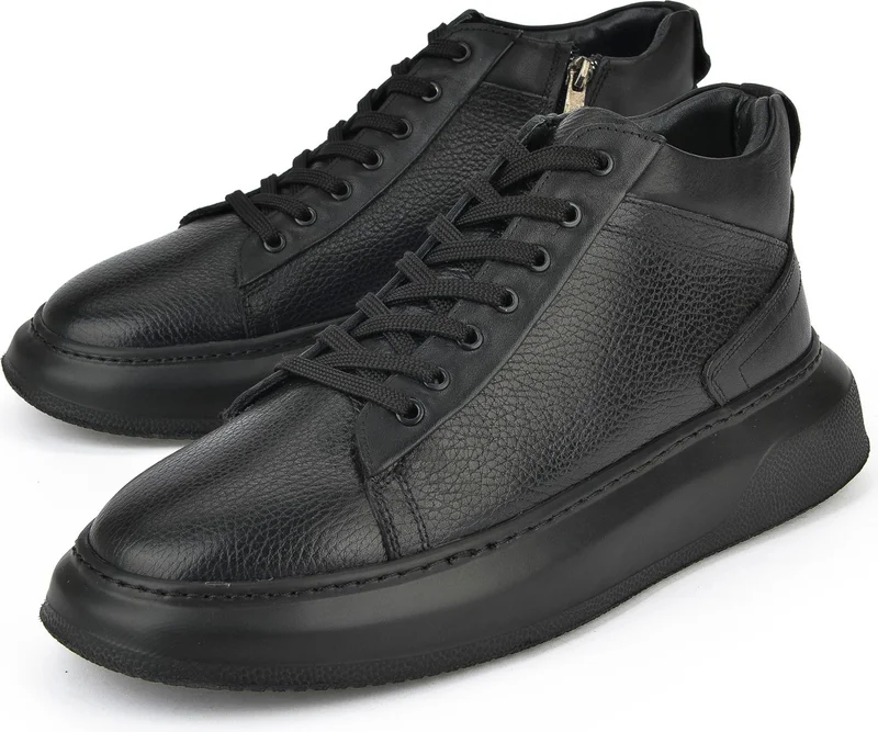 زيا Men's Leather Boots 143987Z445 Black