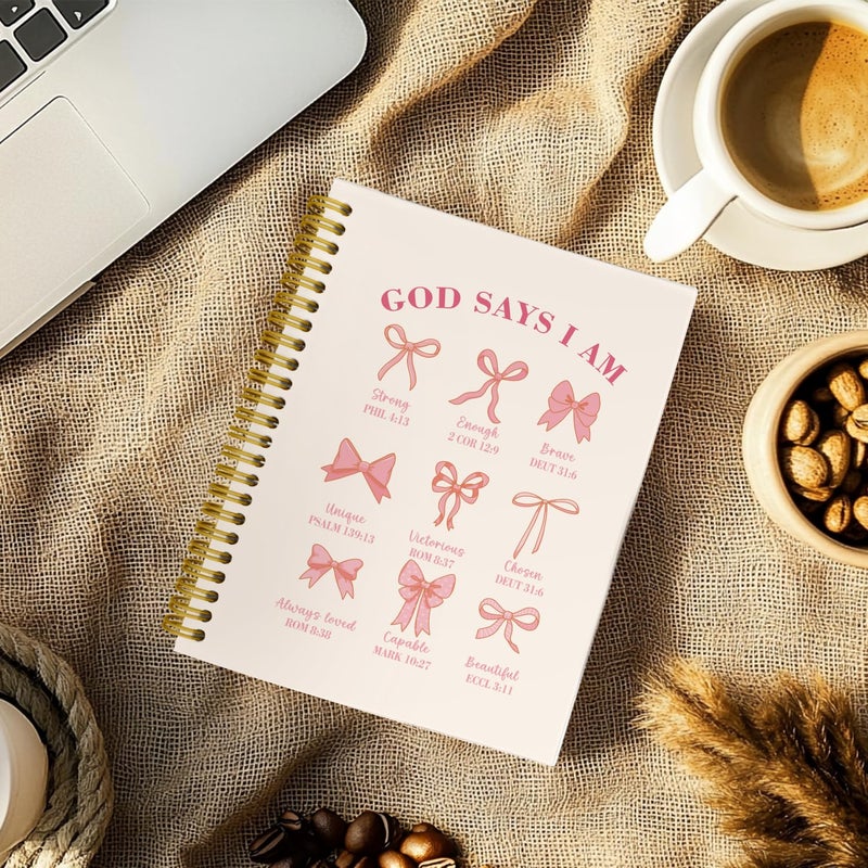 THDSE Bible Journal for Women, Christian Prayer Journal Pink Notebook Gifts for Teen Girls Kids, Bible Study Supplies, Coquette Preppy Bows Cute Church Faith Journaling Hardcover Spiral Notebook 5.5 X 8.3 - Image 4
