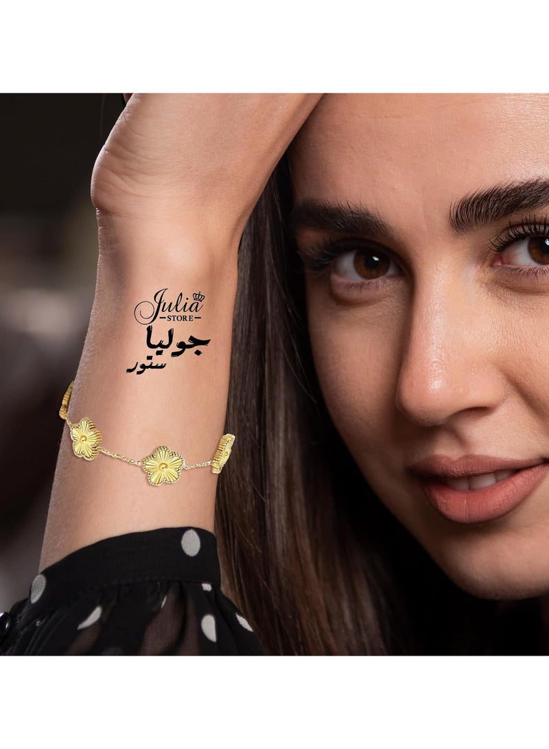 Julia Store 18K Gold Plated Stainless Steel Five Leaf Clover Lucky Luxury Bracelet for Women Jewelry Gifts for Women Gold Color - Image 3