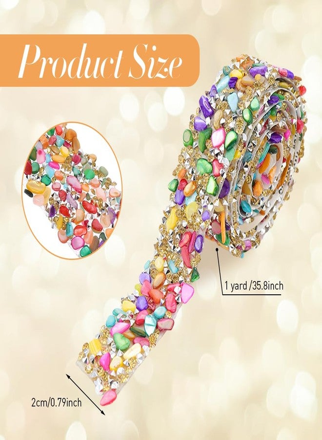 MAYCREATE® 1 Roll Self Adhesive Crystal Rhinestone Ribbon Strips Decorative Bling Diamond Glitter Shiny Color Stickers Tape Roll for DIY Crafts Wedding Party Decorations, 0.78 inches - Image 2