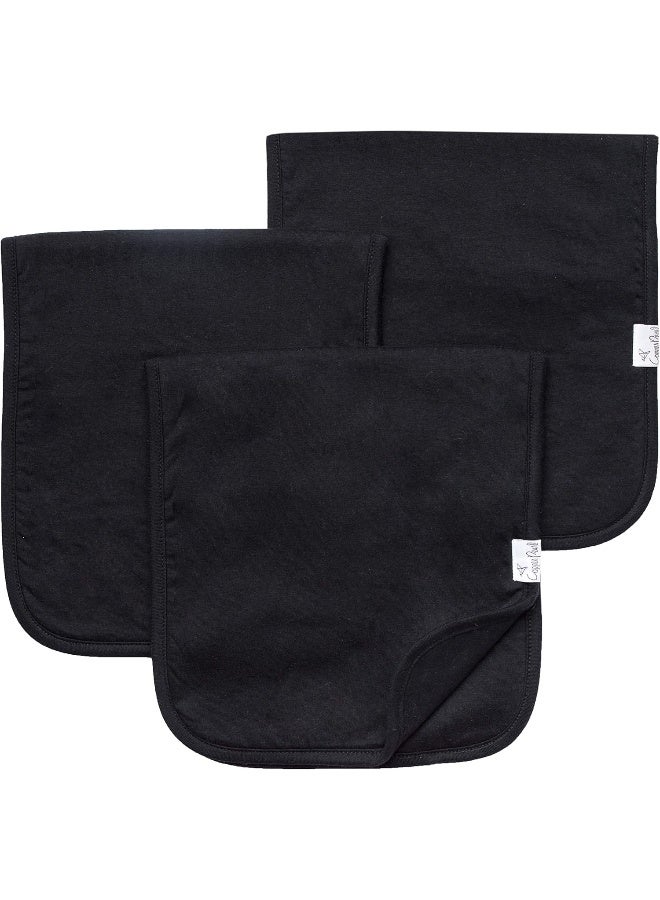 Copper Pearl Premium Baby Burp Cloths - 3-Pack Large Cotton Burp Cloths, Extra Soft Spit Up Rags with 3 Absorbent Layers, Perfect for Baby Boy and Baby Girl Gifts (21" x 10" Size, Black Basics Set) - Image 1