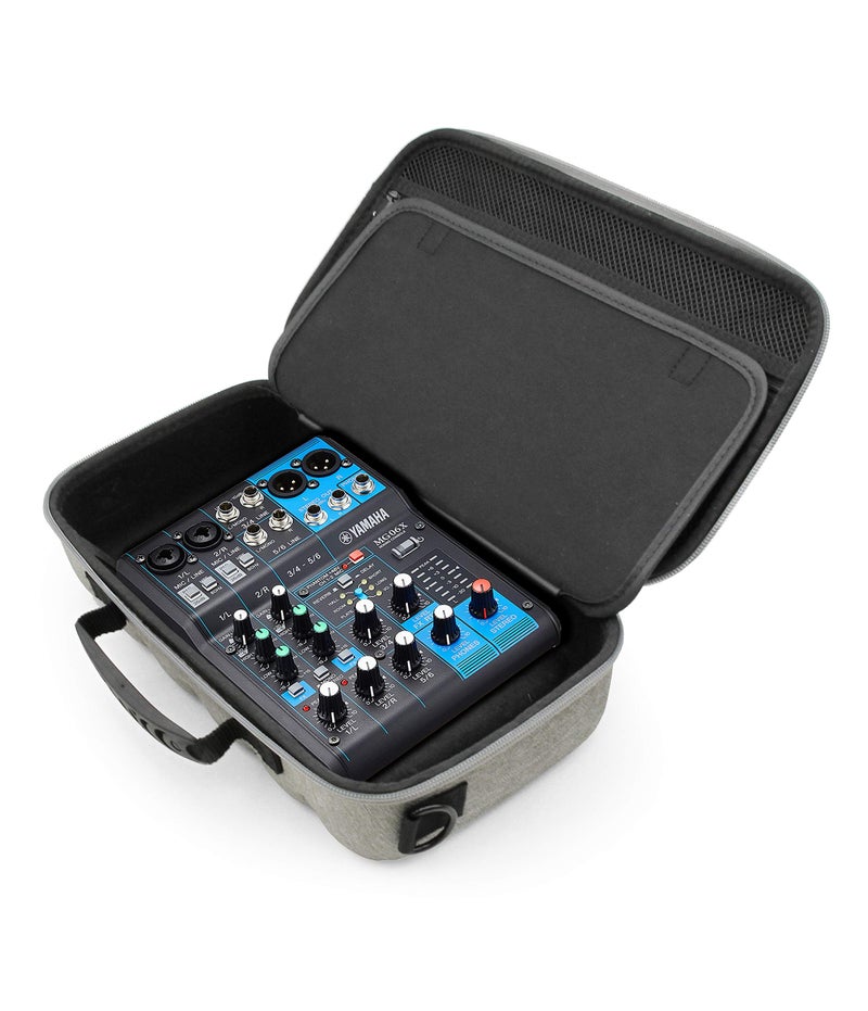 CASEMATIX Gray Audio Mixer Case Compatible With Yamaha AG06MK2 USB Interface or Yamaha AG03MK2 Audio Mixers & Recording Accessories - Includes Carry Case Only with Shoulder Strap and Carry Handle - Image 1