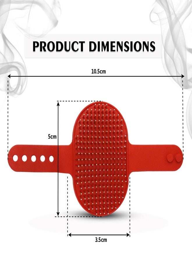Plushmate Dog Bath Pin Gloves, Pet Hair Grooming Cleaning Brush Massage Removal Glove with Rejustable Circularity Handle for Cats and Dogs with Short Hair & Long Hair - Red - Image 2