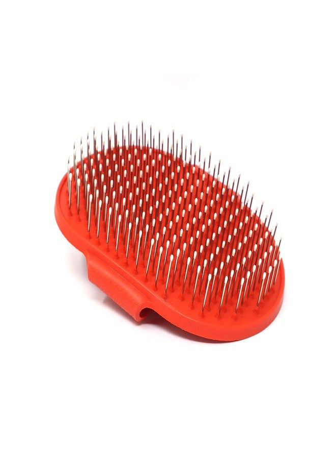 Plushmate Dog Bath Pin Gloves, Pet Hair Grooming Cleaning Brush Massage Removal Glove with Rejustable Circularity Handle for Cats and Dogs with Short Hair & Long Hair - Red - Image 1