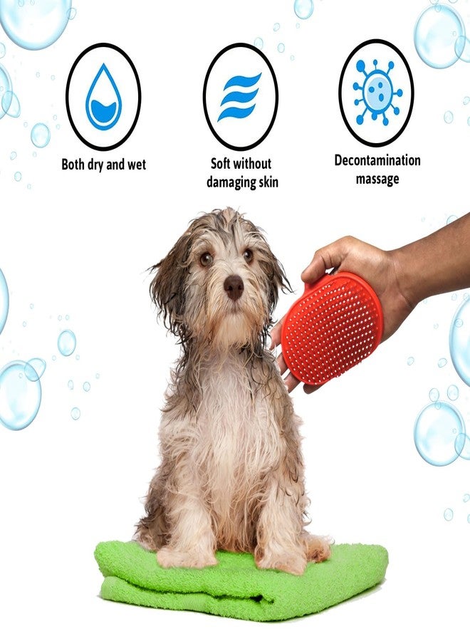 Plushmate Dog Bath Pin Gloves, Pet Hair Grooming Cleaning Brush Massage Removal Glove with Rejustable Circularity Handle for Cats and Dogs with Short Hair & Long Hair - Red - Image 3