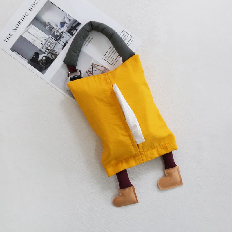 Cute Car Hanging Tissue Box Organizer Yellow