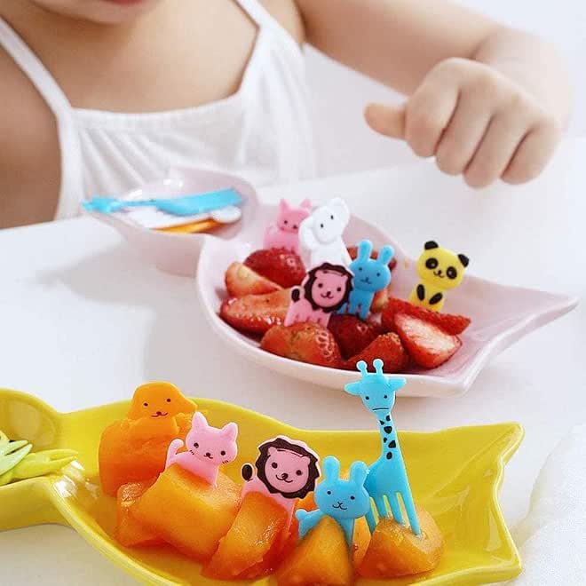 Set Of 10 Animal Fruit Food Picks Reusable Plastic Cartoon Forks Mini Snack Toothpicks For Lunchbox Dessert Party Decorations Cute Food Forks For Fruits Vegetables Cupcakes And Snacks