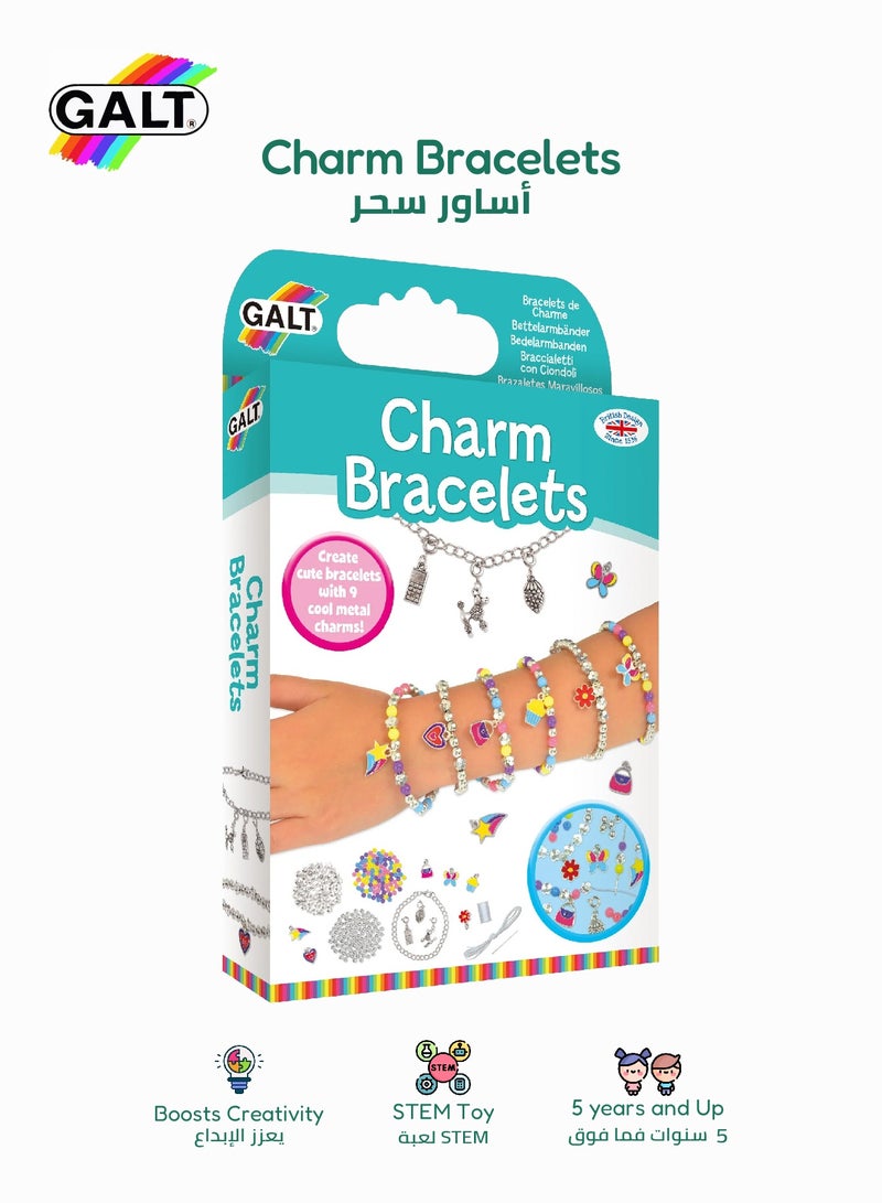 Galt Toys Charm Bracelets Jewellery Kit for Kids | DIY Beaded & Metal Charms | Complete Craft Set with Beads Needle Cotton Chain | 15.1x3.5x26.5 CM | Age 5+ | Gift Ready - Image 1