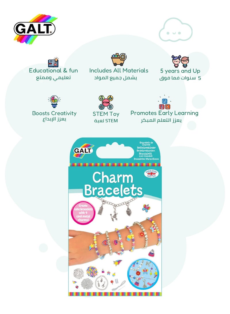 Galt Toys Charm Bracelets Jewellery Kit for Kids | DIY Beaded & Metal Charms | Complete Craft Set with Beads Needle Cotton Chain | 15.1x3.5x26.5 CM | Age 5+ | Gift Ready - Image 3
