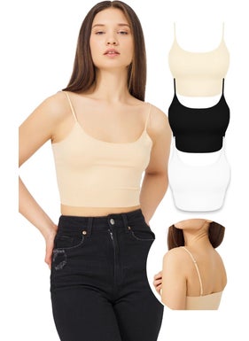 COTTONHILL Adjustable Thin Straps Laser Cut Crop Bustier 3 Pack-3  - Image 1