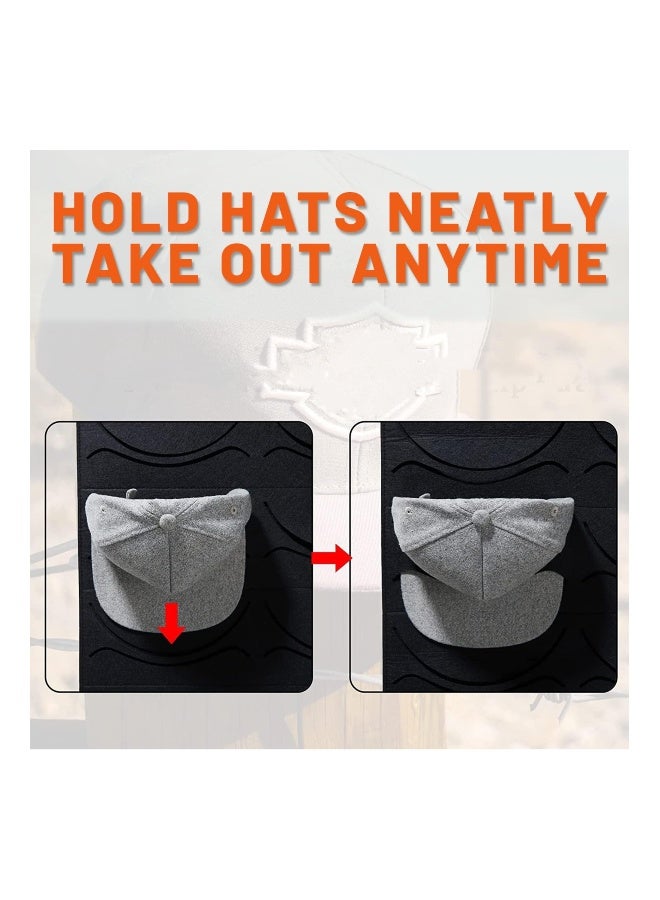 1 Pack Hat Racks for Baseball Caps, 14 Deep Pockets Double Row Foldable Felt Fabric, Over The Door Hat Organizer for Baseball Caps, Baseball Hat Rack for Wall or Closet, Baseball Hat Organizer  - Image 2