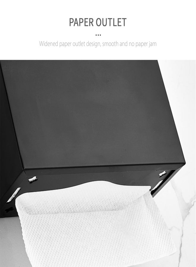 Paper Towel Dispenser Dual Dispensing Paper Towel Holder Dispenser Wall Mounted Drilling Waterproof Space Aluminum Bathroom Toilet Tissue Dispenser Kitchen Paper Towel Dispenser - Image 4