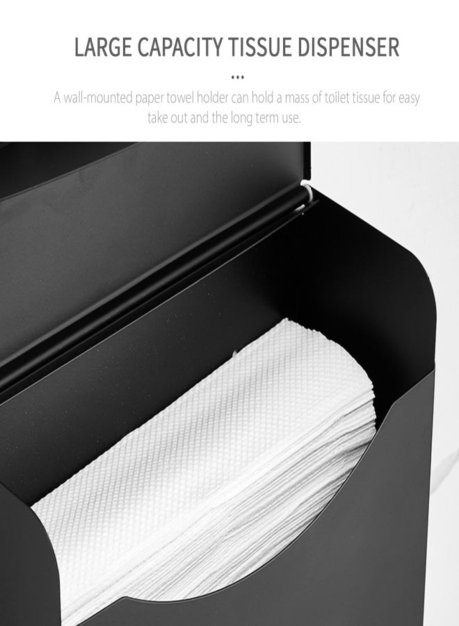 Paper Towel Dispenser Dual Dispensing Paper Towel Holder Dispenser Wall Mounted Drilling Waterproof Space Aluminum Bathroom Toilet Tissue Dispenser Kitchen Paper Towel Dispenser - Image 5