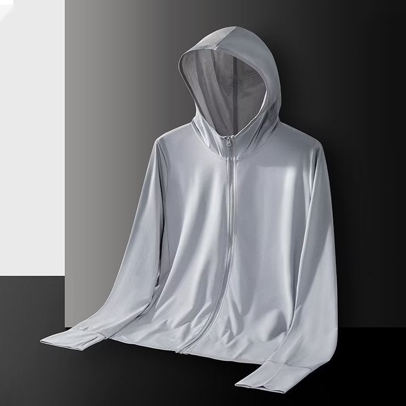 Casual Hooded Mens Trench Coat Spring Youth Fashion Silver gray  - Image 1