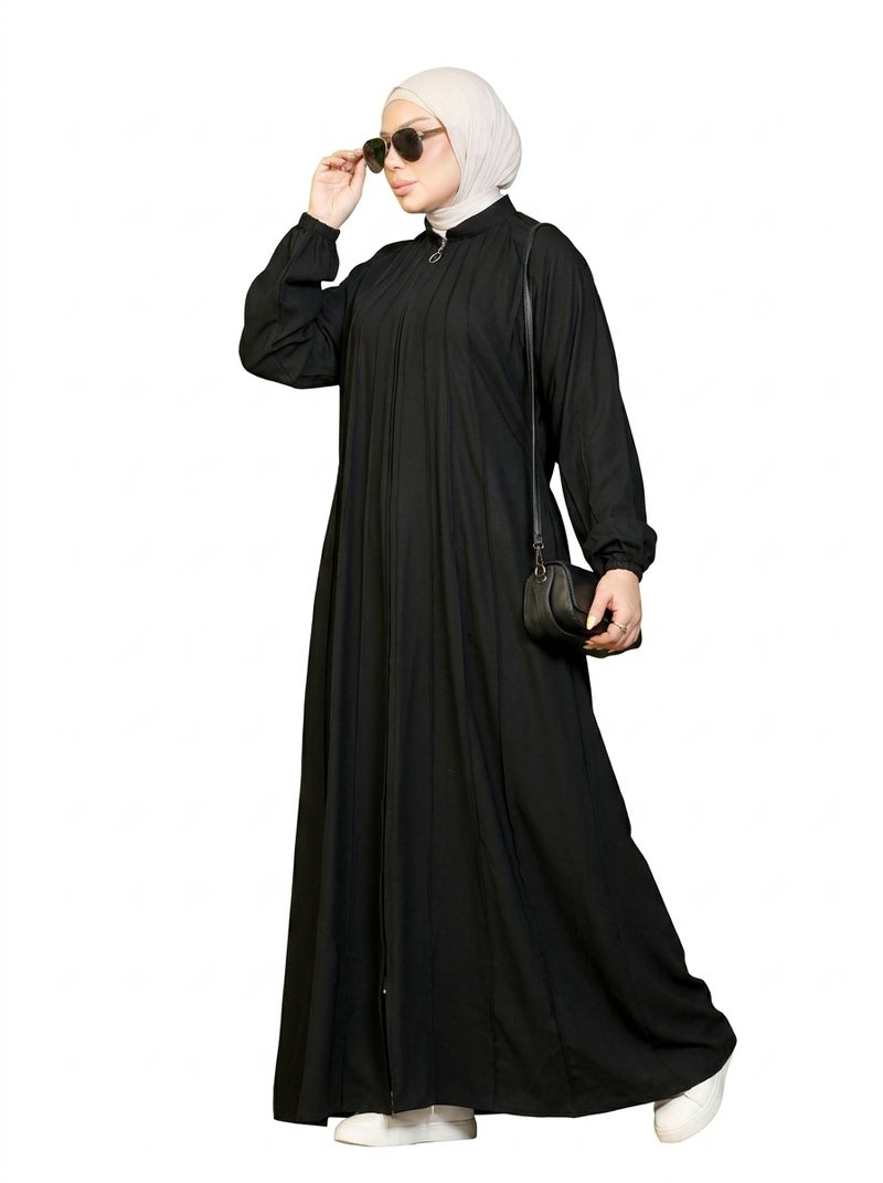 Elegant Long Black Women's Abaya with Loose Fit, Perfect for Daily Wear or Formal Occasions, Color: Black, One Size - Size 5XL-110-KG - Image 2