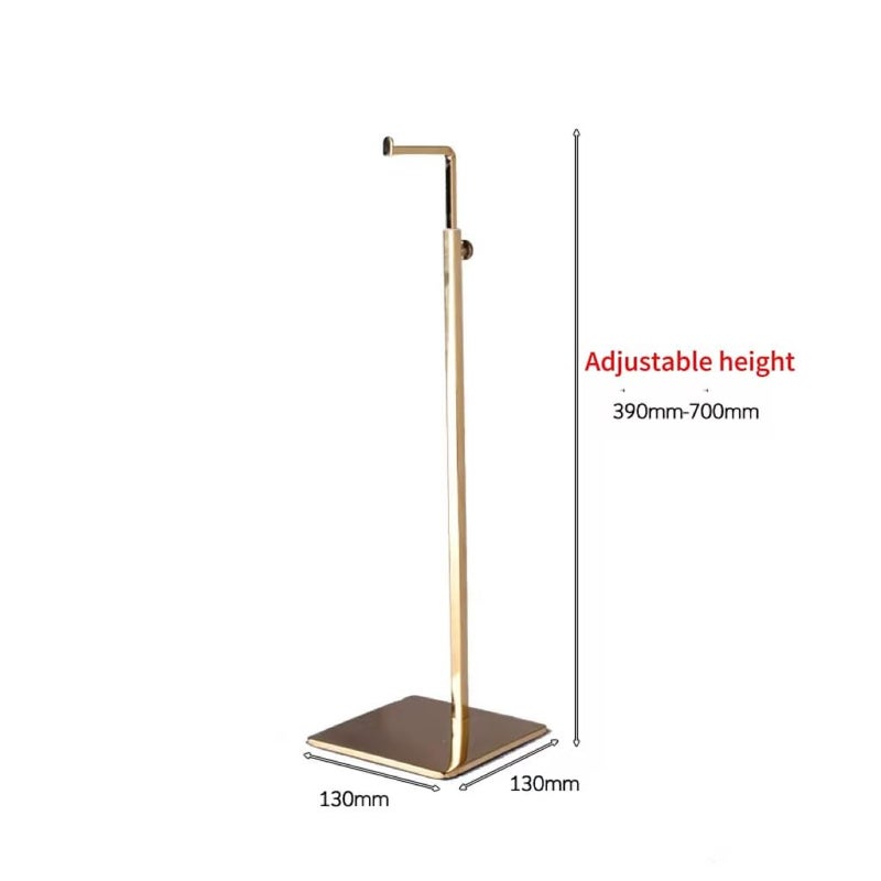 RY DISPLAY Single Hook Adjustable Purse Display Stand Metal Adjustable Handbag Bag Display Rack Holder (GOLD) - Image 3