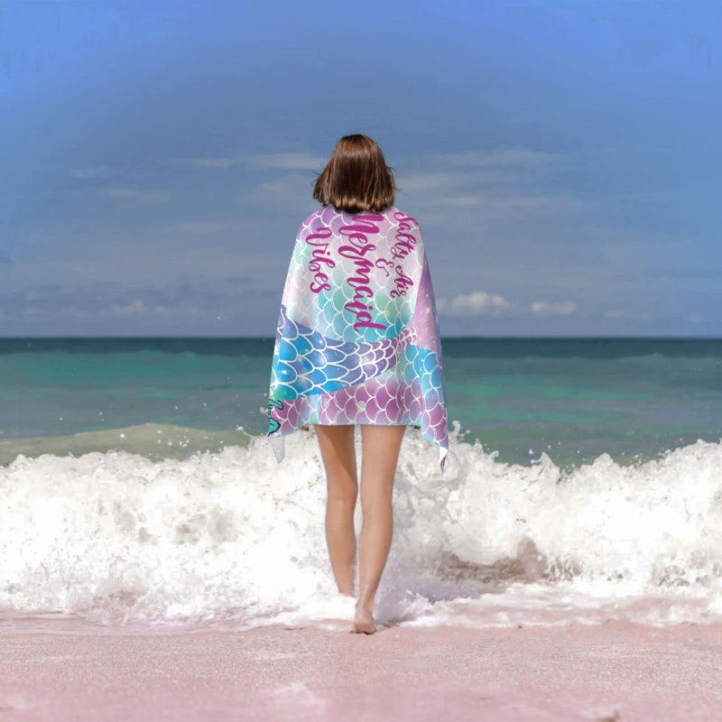 COMFAR Mermaid Microfiber Beach Towels for Girls/Kids Personalized Beach Towels for Toddler/Baby, Cute Beach Towel, Thin Quick Dry Pool Towel 30"x 60" - Image 3