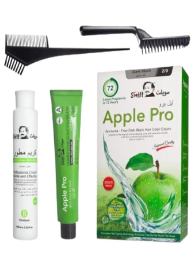 Swift Apple Pro ( DARK Black ) Hair Color - No Ammonia - 100mlx2