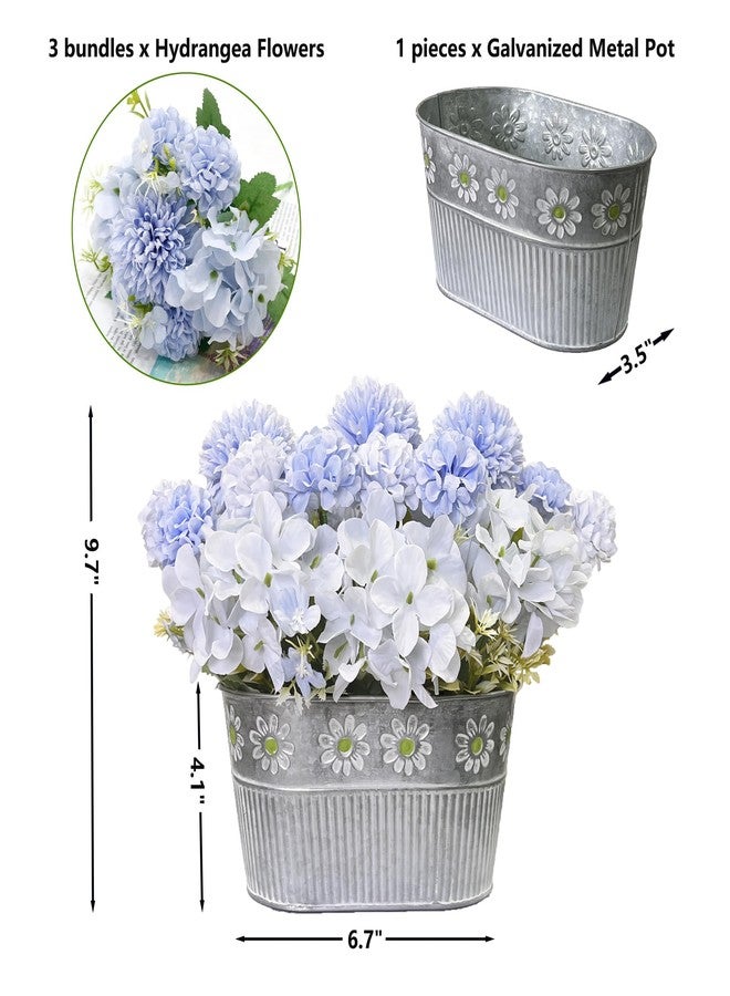 CANCLEAR Artificial Hydrangea Potted Flower, Silk Flowers Arrangement for Table Centerpieces Décor, Flower Bouquet for Wedding Decoration, Blue - Image 4