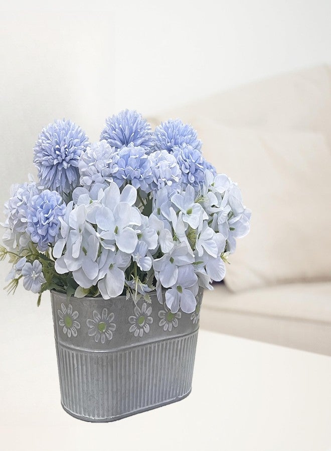 CANCLEAR Artificial Hydrangea Potted Flower, Silk Flowers Arrangement for Table Centerpieces Décor, Flower Bouquet for Wedding Decoration, Blue - Image 2
