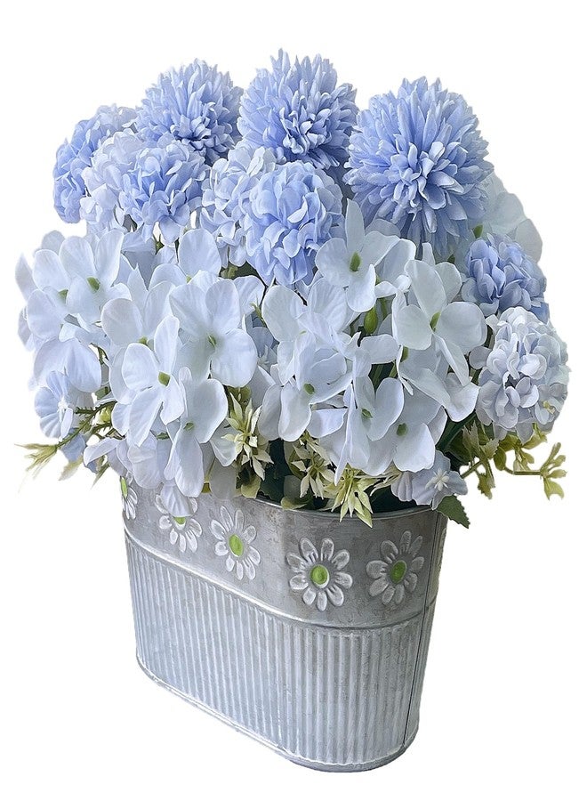 CANCLEAR Artificial Hydrangea Potted Flower, Silk Flowers Arrangement for Table Centerpieces Décor, Flower Bouquet for Wedding Decoration, Blue - Image 1