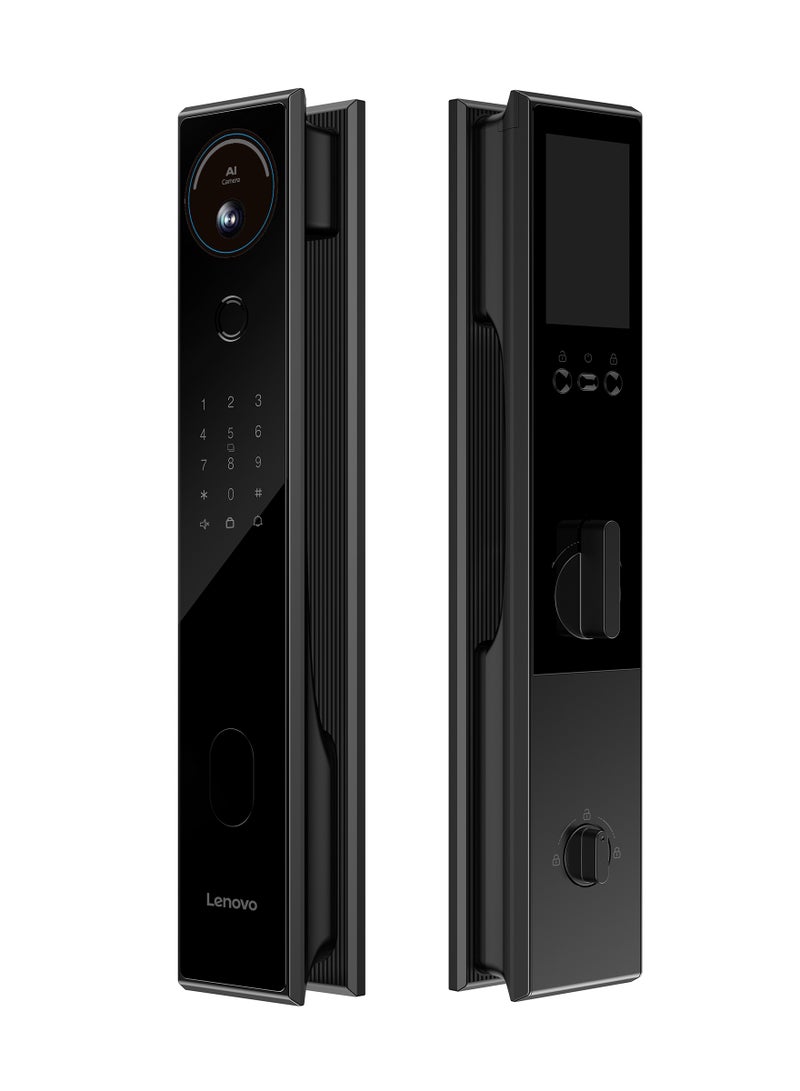 Lenovo A6F Smart Lock for Door _ Black - 8 Unlock Methods, 3D Face Recognition, Two Way Video Call, Fingerprint, Keypad, Voice Control, Bluetooth & App Control – WiFi Digital Door Lock – Easy Installation, Ideal for Home, Villa & Office  - Image 2