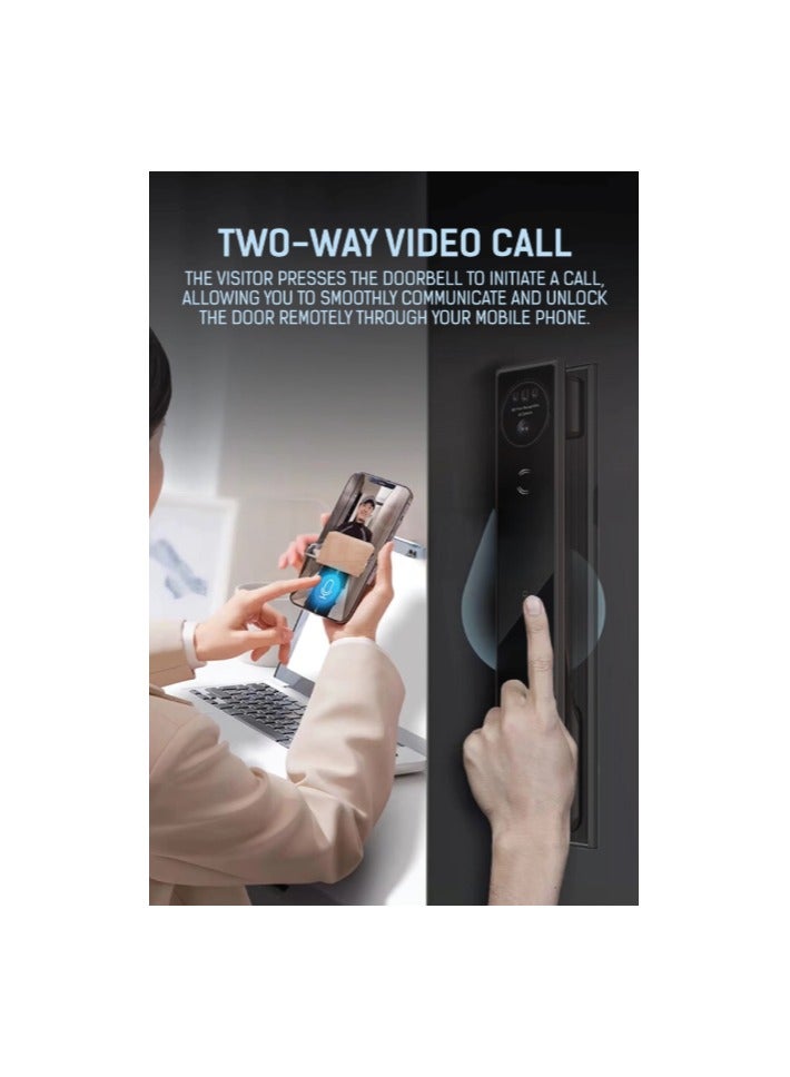 Lenovo A6F Smart Lock for Door _ Black - 8 Unlock Methods, 3D Face Recognition, Two Way Video Call, Fingerprint, Keypad, Voice Control, Bluetooth & App Control – WiFi Digital Door Lock – Easy Installation, Ideal for Home, Villa & Office  - Image 5