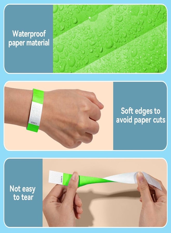 TsMADDTs 360 pcs Neon Green Paper Wristbands for Events Printable Wrist Bands - Image 4