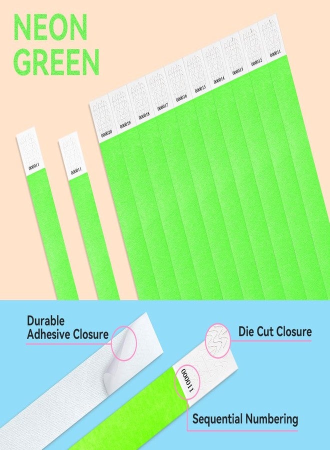 TsMADDTs 360 pcs Neon Green Paper Wristbands for Events Printable Wrist Bands - Image 3