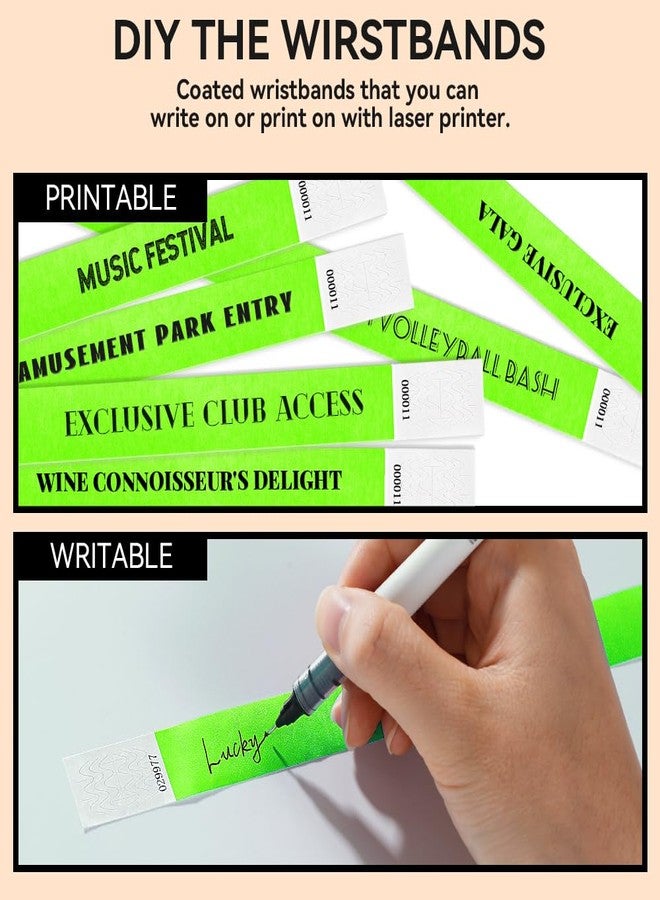 TsMADDTs 360 pcs Neon Green Paper Wristbands for Events Printable Wrist Bands - Image 5