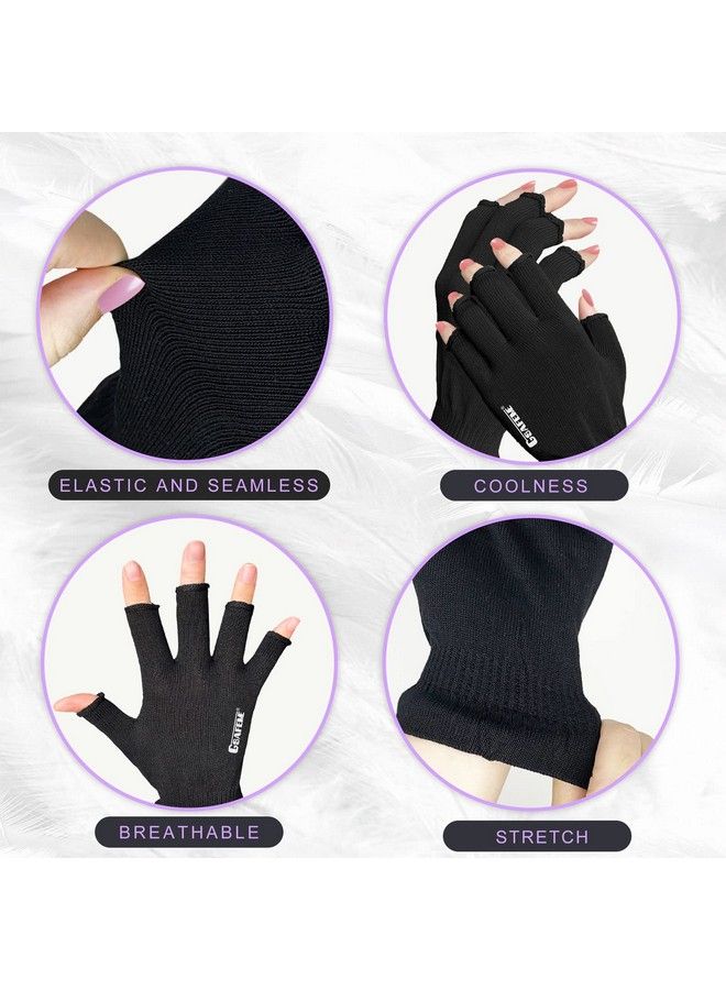 GSAFEME Gel Manicure Gloves Anti Uv Fingerless Gloves Uv Gloves For Gel Nails Upf50+ Uv Protection Gloves For Manicures Nail Art Skin Protect Hands Moisturizing Gloves Black Small 1 Pair  - Image 3