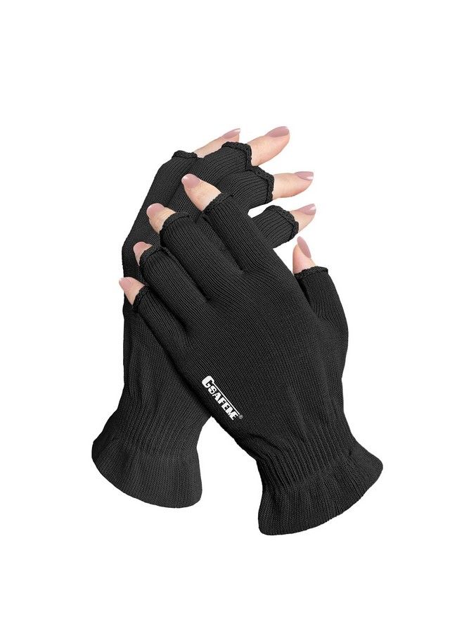 GSAFEME Gel Manicure Gloves Anti Uv Fingerless Gloves Uv Gloves For Gel Nails Upf50+ Uv Protection Gloves For Manicures Nail Art Skin Protect Hands Moisturizing Gloves Black Small 1 Pair  - Image 1