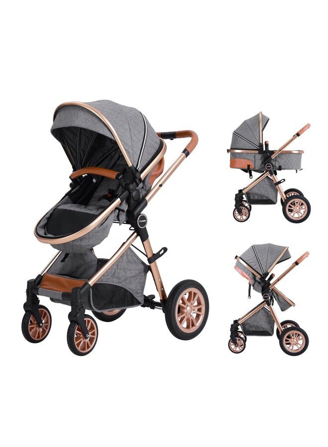 Cochildor DuraFlex 2-in-1 Baby Stroller, Foldable Travel Stroller for Newborn to Toddler, Convertible Stroller with All-Terrain Wheels and UPF 50+ Canopy, Gray - Image 1