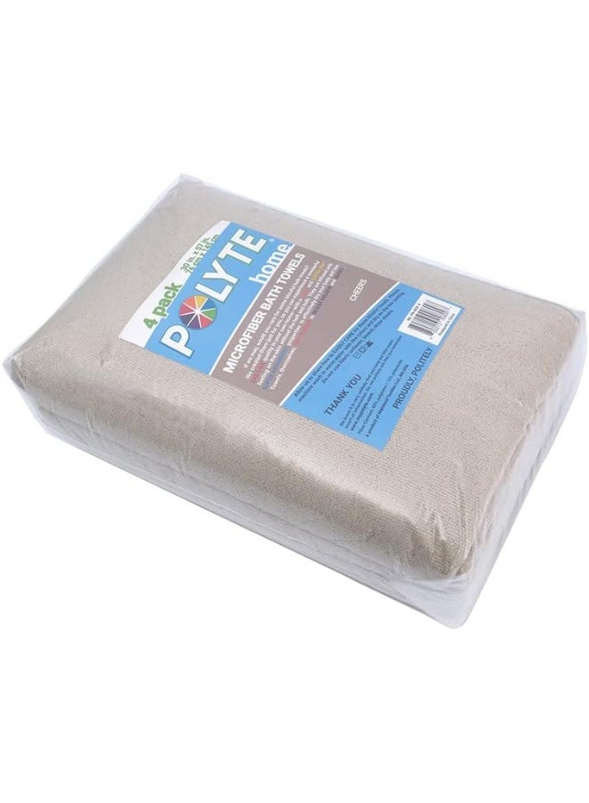 POLYTE Microfiber Quick Dry Lint Free Bath Towel 57 x 30 in Pack of 4 Beige - Image 2