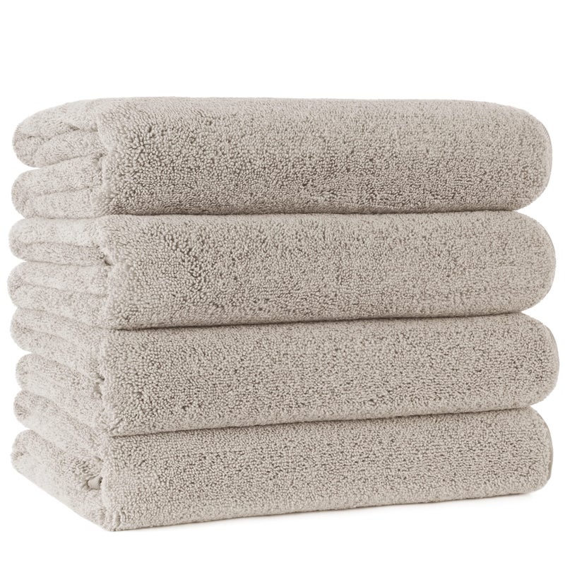 POLYTE Microfiber Quick Dry Lint Free Bath Towel 57 x 30 in Pack of 4 Beige - Image 1