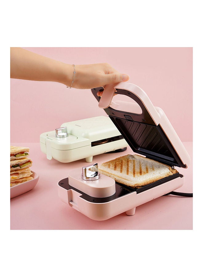 Arabest Multi-Functional Household Small Waffle And Sandwich Maker Push Toaster 650 W PSZHkc10 Pink - Image 3