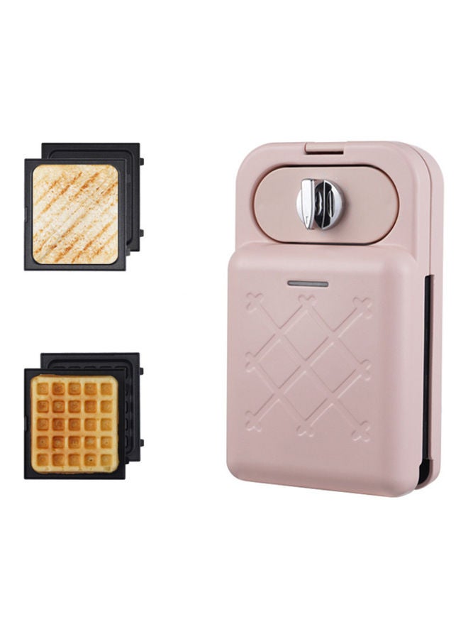 Arabest Multi-Functional Household Small Waffle And Sandwich Maker Push Toaster 650 W PSZHkc10 Pink - Image 1