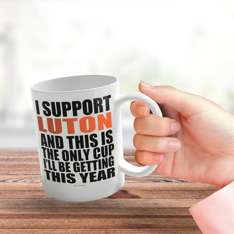 Stuff4 كوب مضحك لعيد الأب هدية كرة القدم لمشجعي لوتون - كوب فوتي أونلي - أكواب مزحة هدية عيد ميلاد للابن والأب والأخ والعم والزميل والصديق وابن العم، 11 أونصة سيراميك آمن للغسالة أكواب قهوة وشاي - Image 3