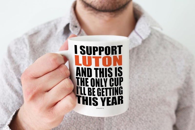 Stuff4 كوب مضحك لعيد الأب هدية كرة القدم لمشجعي لوتون - كوب فوتي أونلي - أكواب مزحة هدية عيد ميلاد للابن والأب والأخ والعم والزميل والصديق وابن العم، 11 أونصة سيراميك آمن للغسالة أكواب قهوة وشاي - Image 4