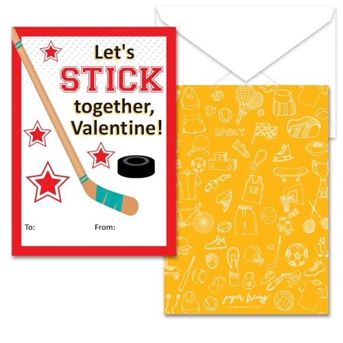 Paper Frenzy Hockey Themed Valentines - 25 pack WITH ENVELOPES - Image 4