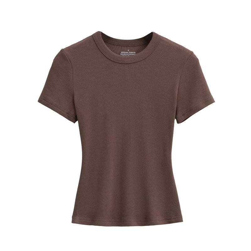Women's Slim Fit Stretchy Short Sleeve Round Neck T-Shirt - Image 4