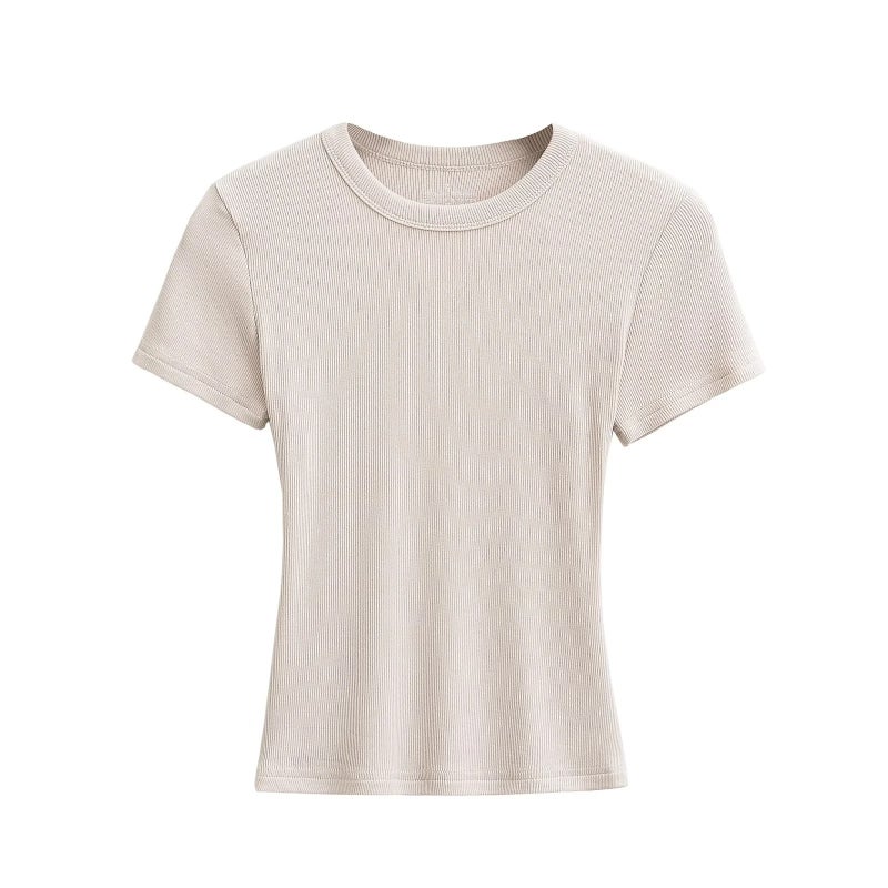 Women's Slim Fit Stretchy Short Sleeve Round Neck T-Shirt - Image 3