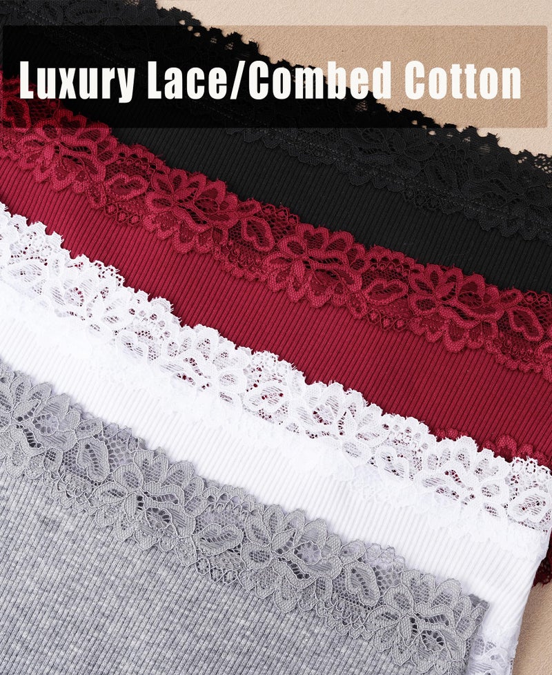 Knowyou Cotton Underwear for Women Cheeky Bikini Womens Underwear Pack Sexy Lace Wasit Hipster Brief Panties for Ladies-L - Image 4