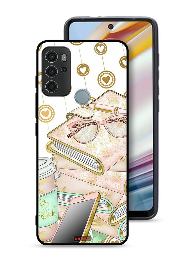Tolwak Motorola Moto G60S Protective Case Cover Glasses On Books - Image 1