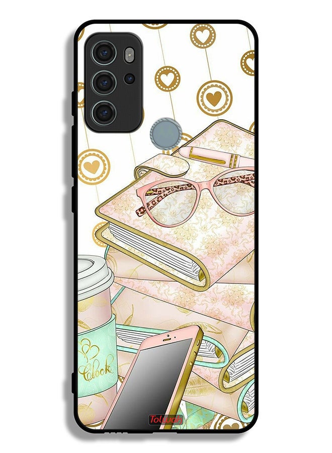 Tolwak Motorola Moto G60S Protective Case Cover Glasses On Books - Image 2