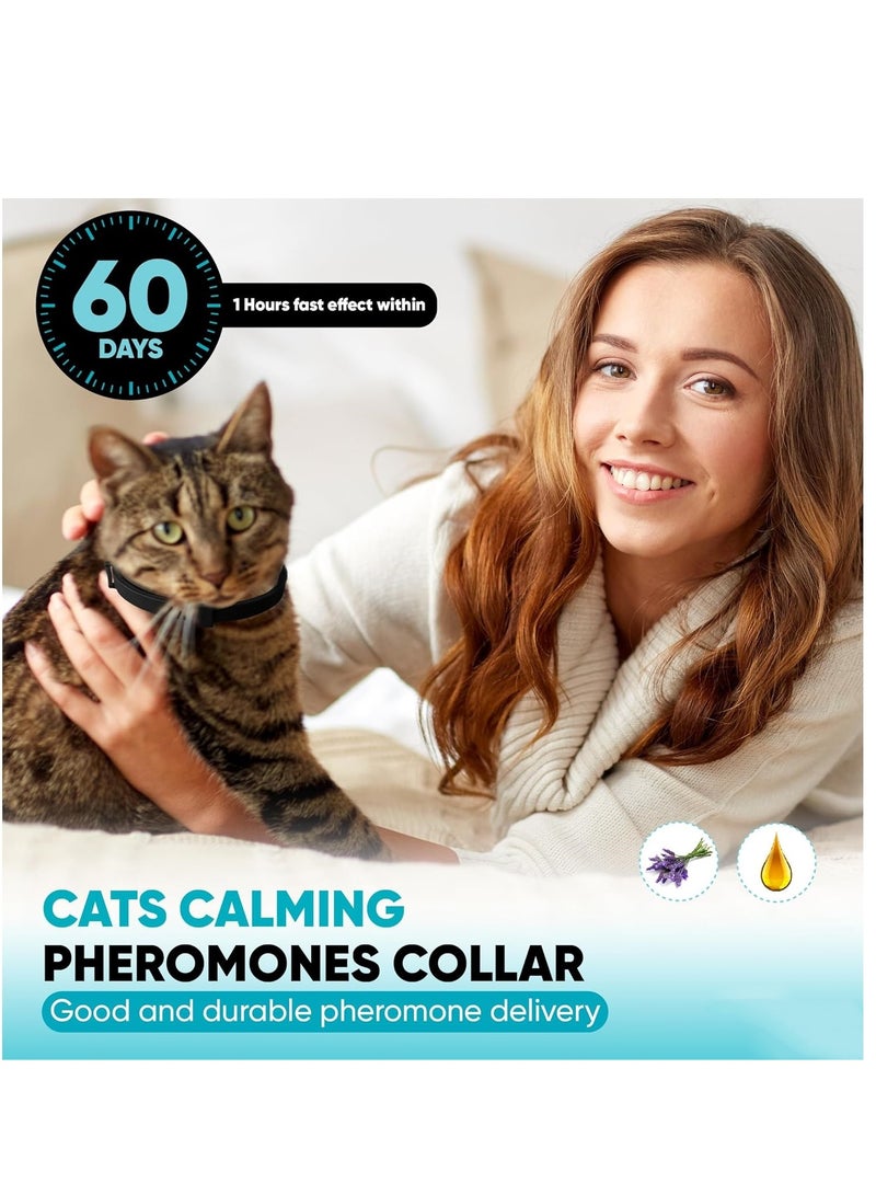 Furtey 4 Pack Calming Cat Collars Adjustable Cat Soothing Collar 30 Days Long Lasting Effect Cat Collar Calming Stress Relief Pet Calming Collar for Cats Suitable for Small Medium Large Cats - Image 2