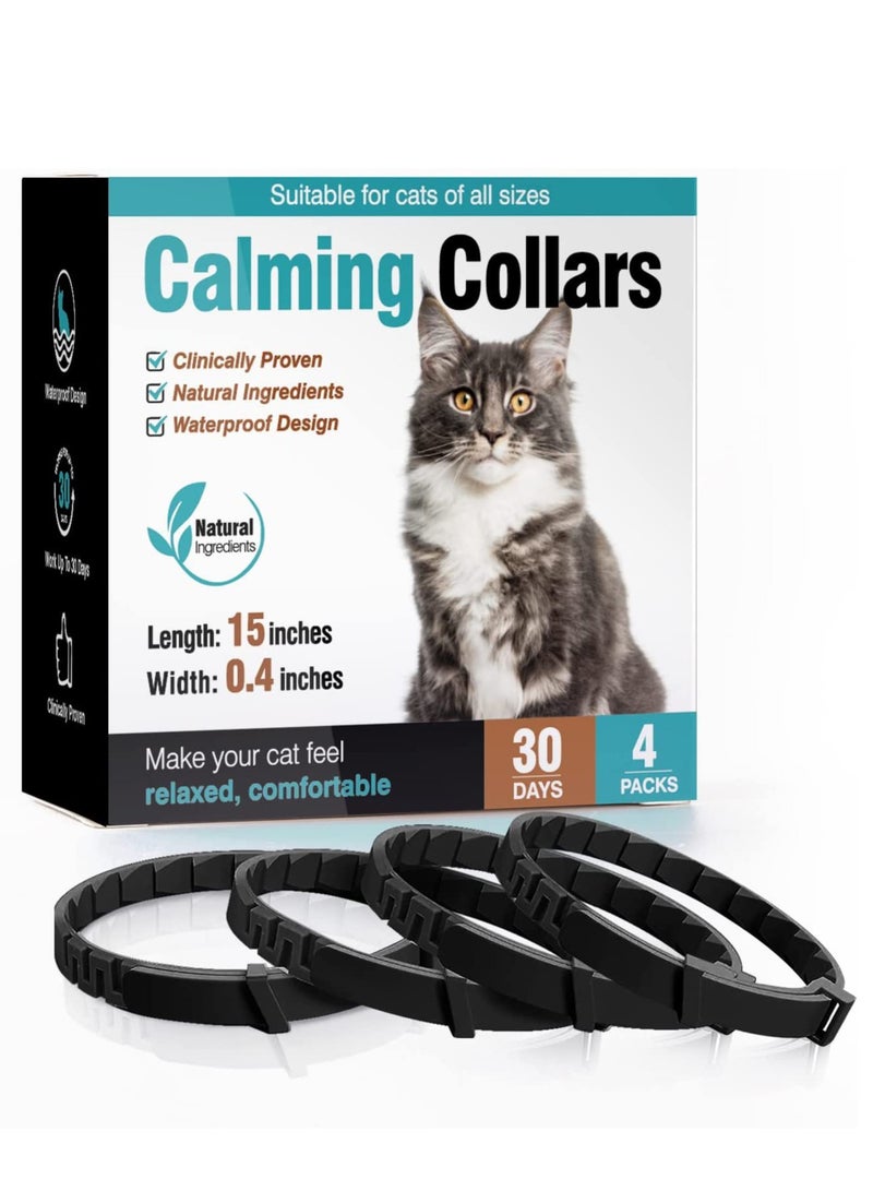 Furtey 4 Pack Calming Cat Collars Adjustable Cat Soothing Collar 30 Days Long Lasting Effect Cat Collar Calming Stress Relief Pet Calming Collar for Cats Suitable for Small Medium Large Cats - Image 1